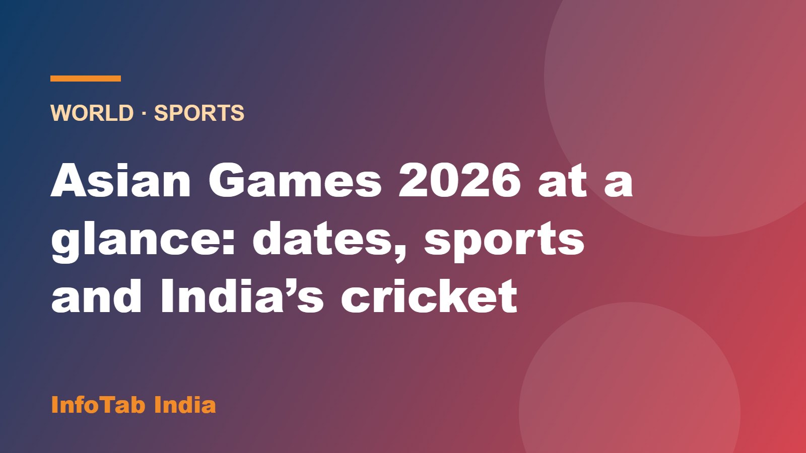 चित्र कार्ड: एशियन गेम्स 2026 एक नज़र में