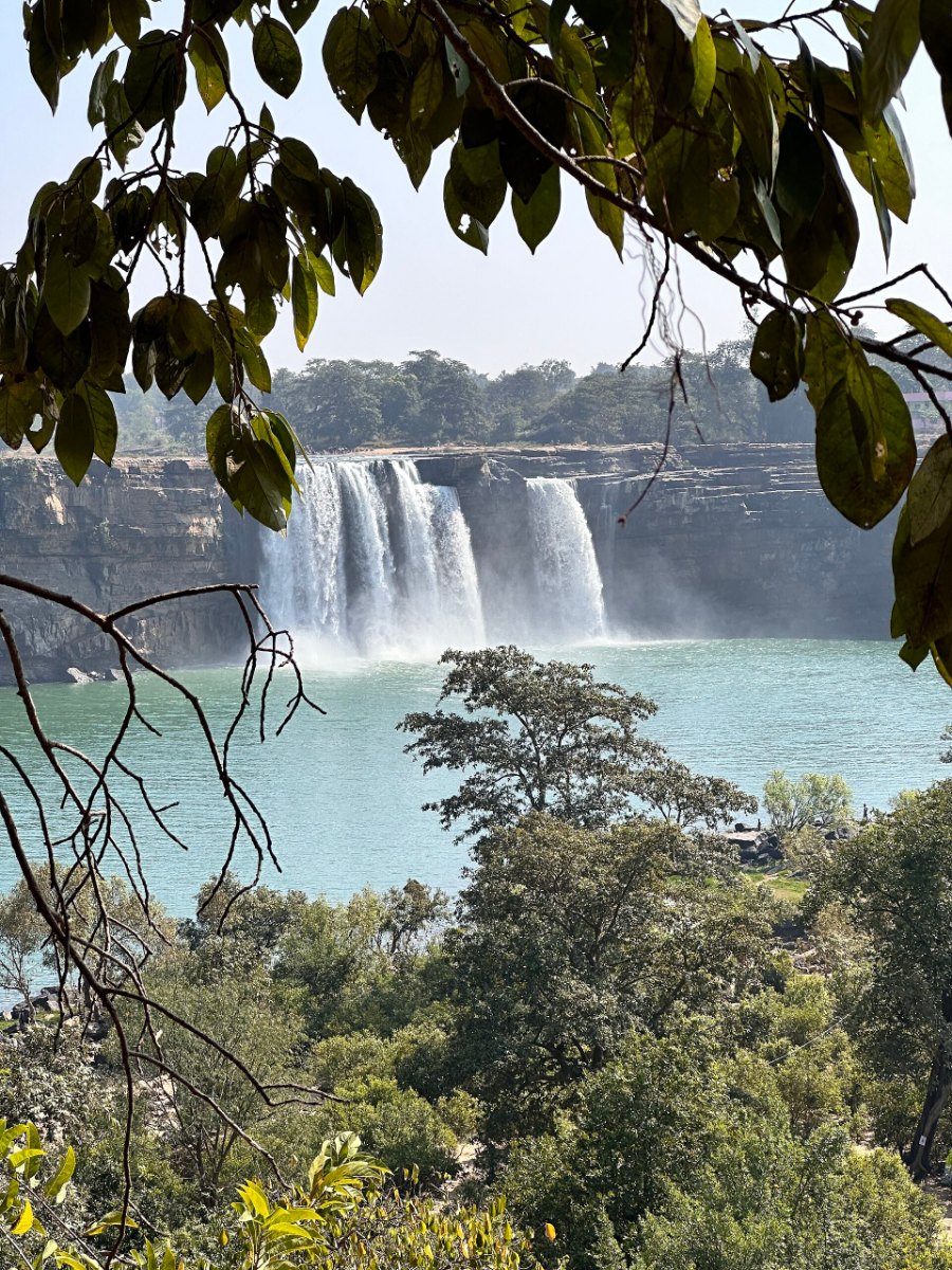 Water thundering over the horseshoe-shaped Chitrakote Falls