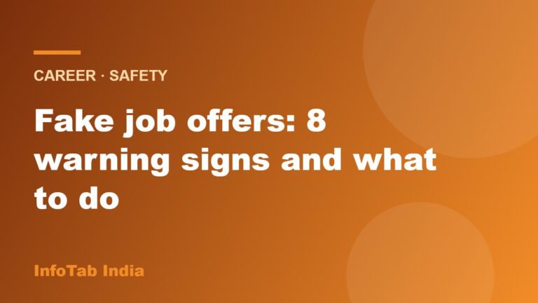 Illustration card: fake job offers, warning signs and what to do