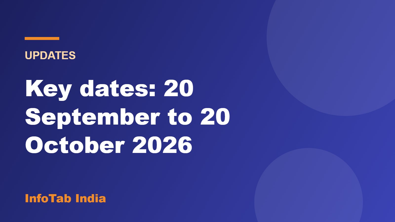 Illustration card: key dates from 20 September to 20 October 2026