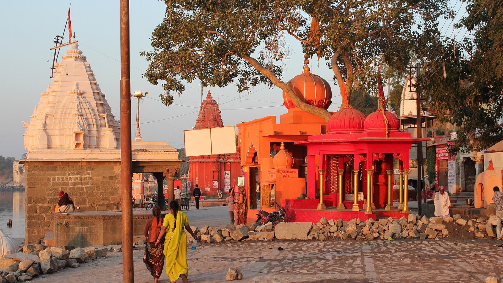 Ram Ghat on the Kshipra river in Ujjain, with temples on the bank