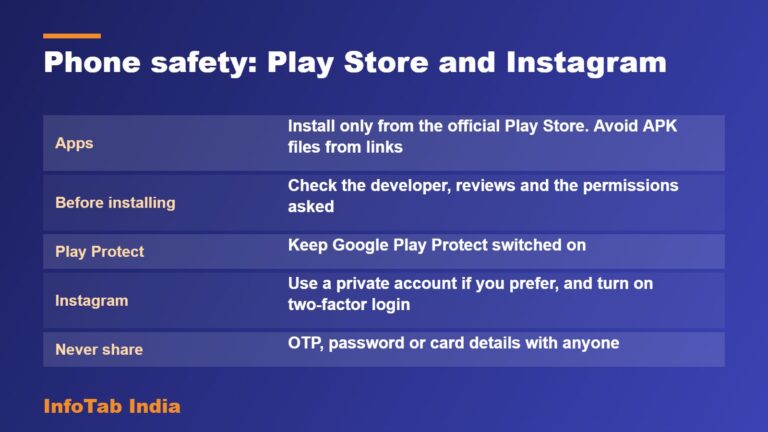 Phone safety: Play Store and Instagram