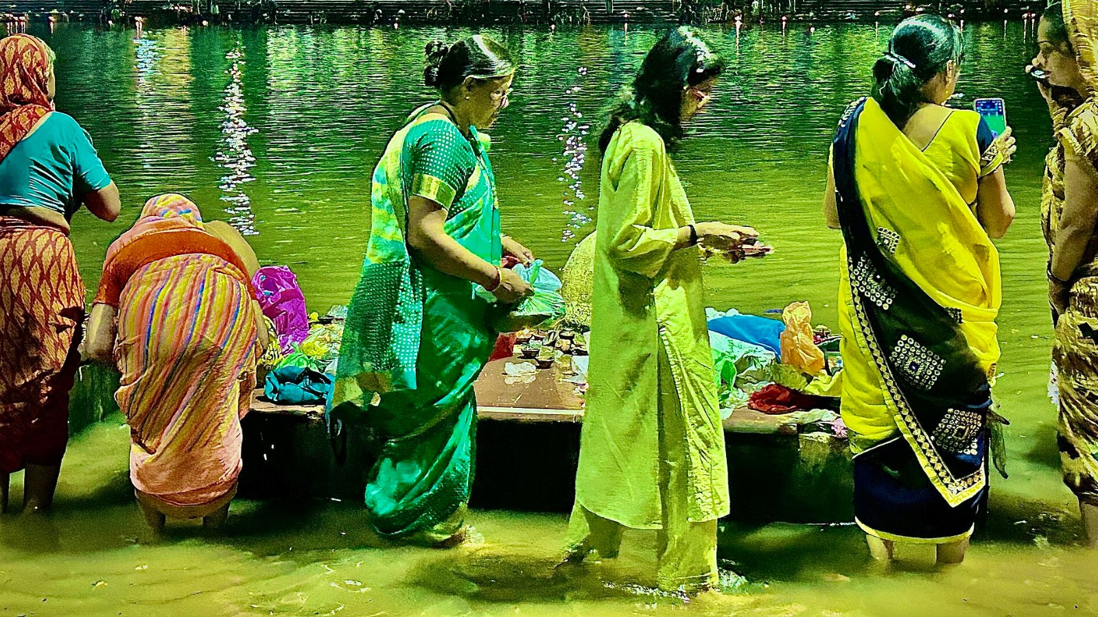 Lamps floated at Ram Ghat on the Kshipra river in Ujjain on Pitru Paksha Amavasya