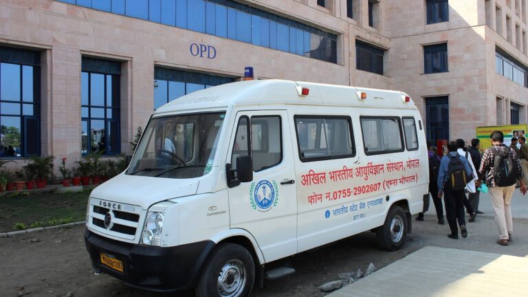 An ambulance at AIIMS Bhopal, Madhya Pradesh